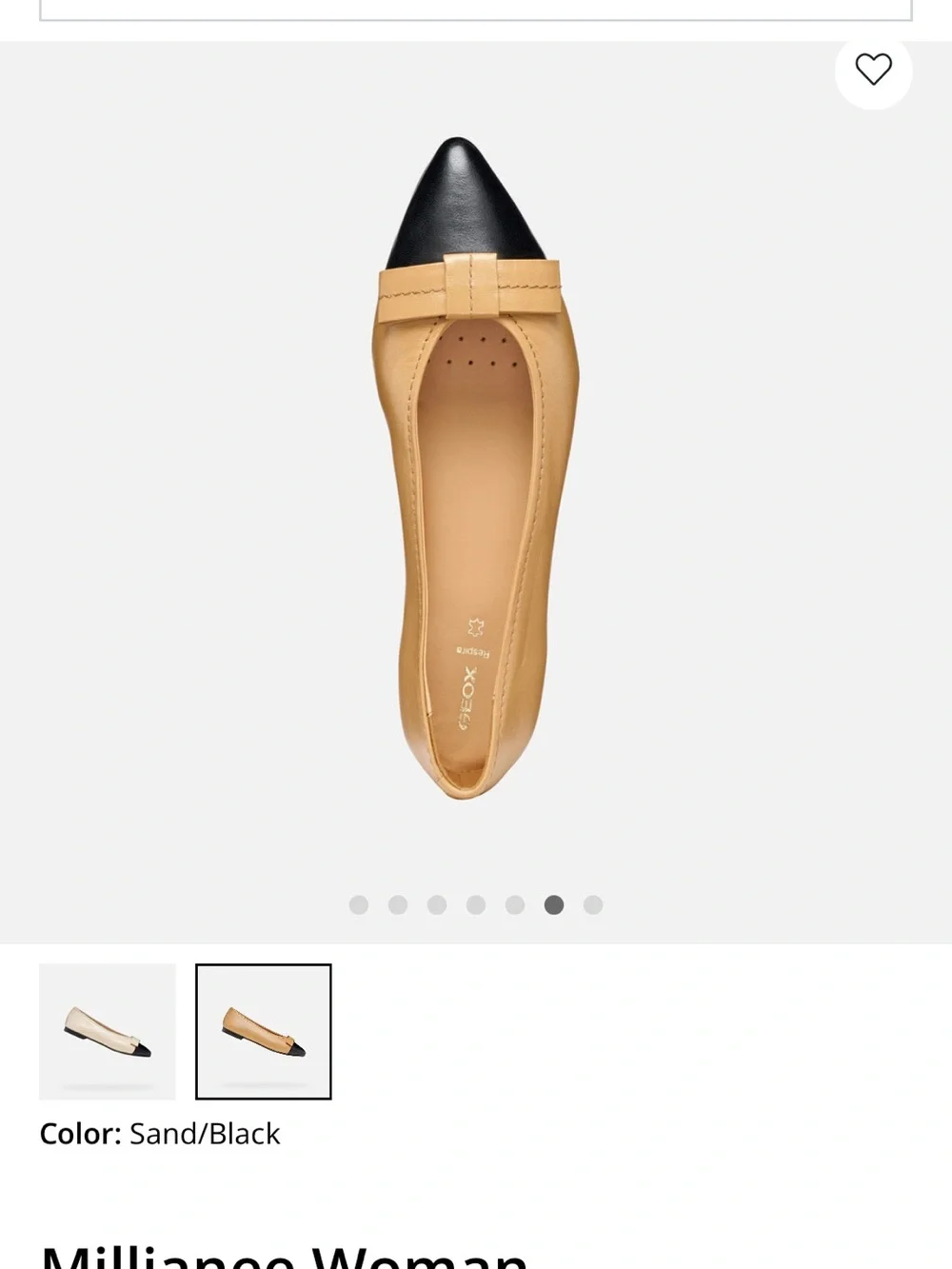 Geox | Shoes | Geox Millianee Woman Sand And Black Pointed Ballet Flats ...